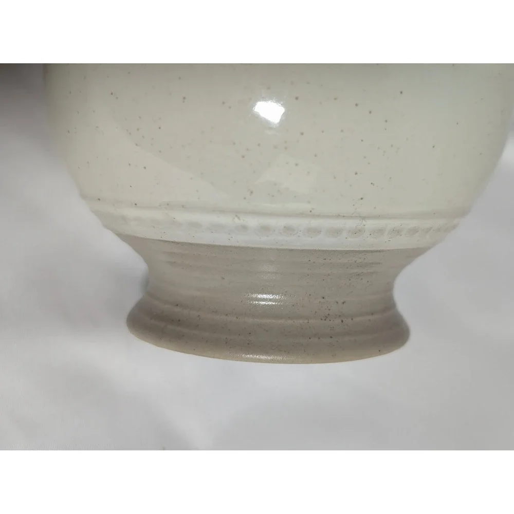 Mikasa Stone Craft Ventura Sugar Bowl with Lid Tan Gray Geometric CF306
